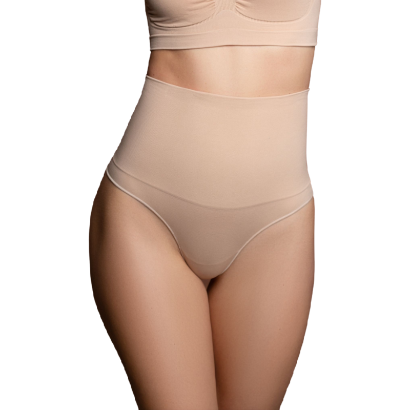 BYE-BRA - FAJA SENZA CUCITURE STILE PERIZOMA BEIGE MISURARE S – Mutandine alte – foto 2