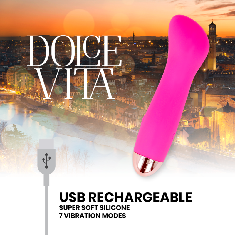 DOLCE VITA - VIBRATORE RICARICABILE ONE ROSA 7 VELOCITÀ – Mini vibratori – foto 5