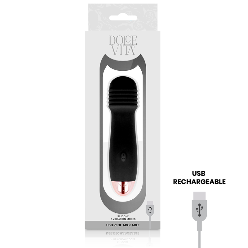 DOLCE VITA - VIBRATORE RICARICABILE TRE NERO A 7 VELOCITÀ – Per il clitoride – foto 3