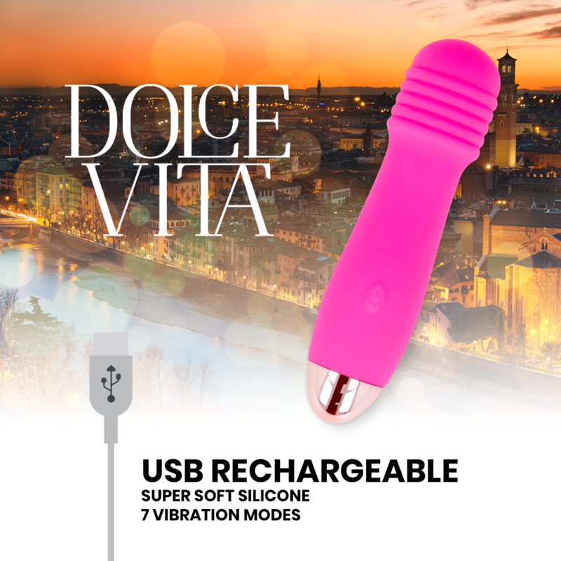 DOLCE VITA - VIBRATORE RICARICABILE TRE ROSA 7 VELOCITÀ – Mini vibratori – foto 4