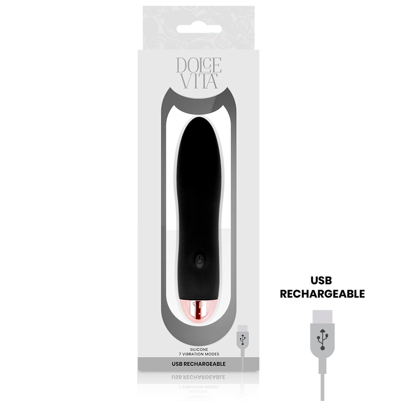 DOLCE VITA - VIBRATORE RICARICABILE QUATTRO NERO A 7 VELOCITÀ – Mini vibratori – foto 3