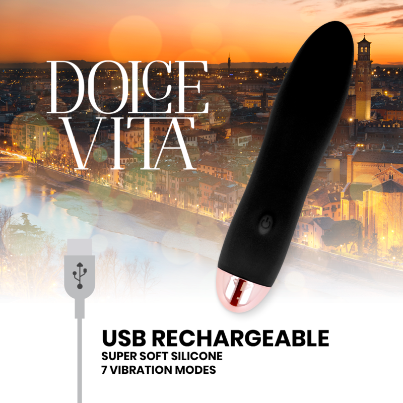 DOLCE VITA - VIBRATORE RICARICABILE QUATTRO NERO A 7 VELOCITÀ – Mini vibratori – foto 4