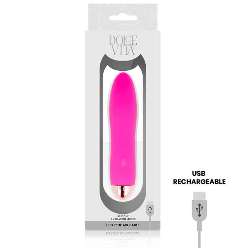 DOLCE VITA - VIBRATORE RICARICABILE QUATTRO ROSA 7 VELOCITÀ – Mini vibratori – foto 3