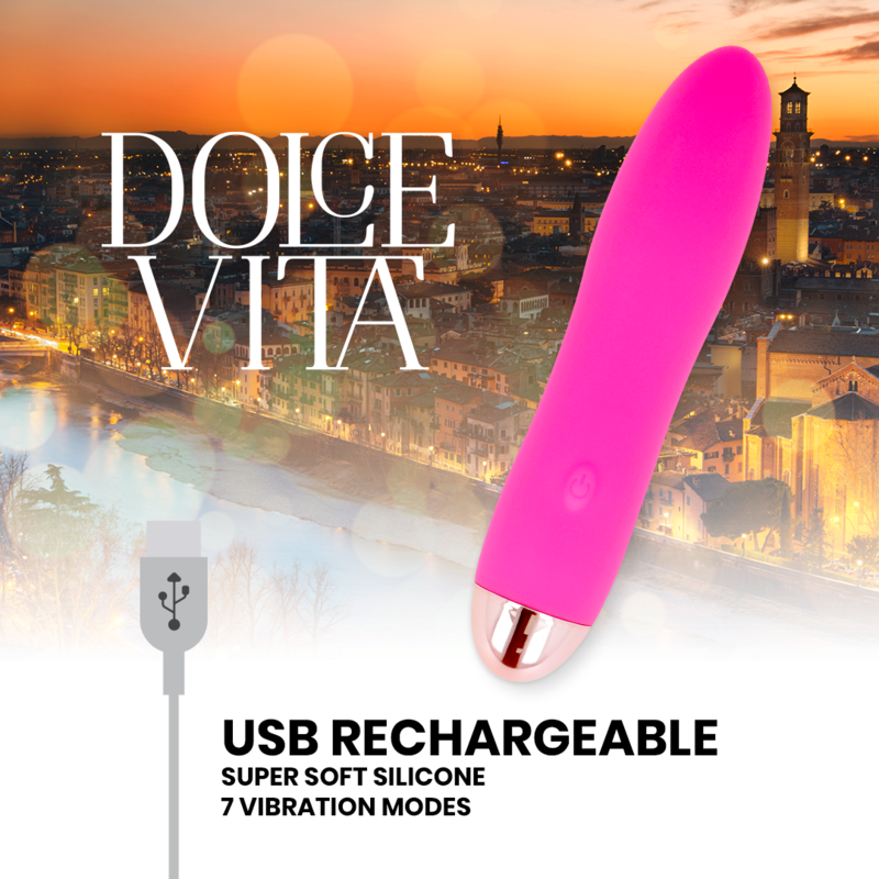 DOLCE VITA - VIBRATORE RICARICABILE QUATTRO ROSA 7 VELOCITÀ – Mini vibratori – foto 4