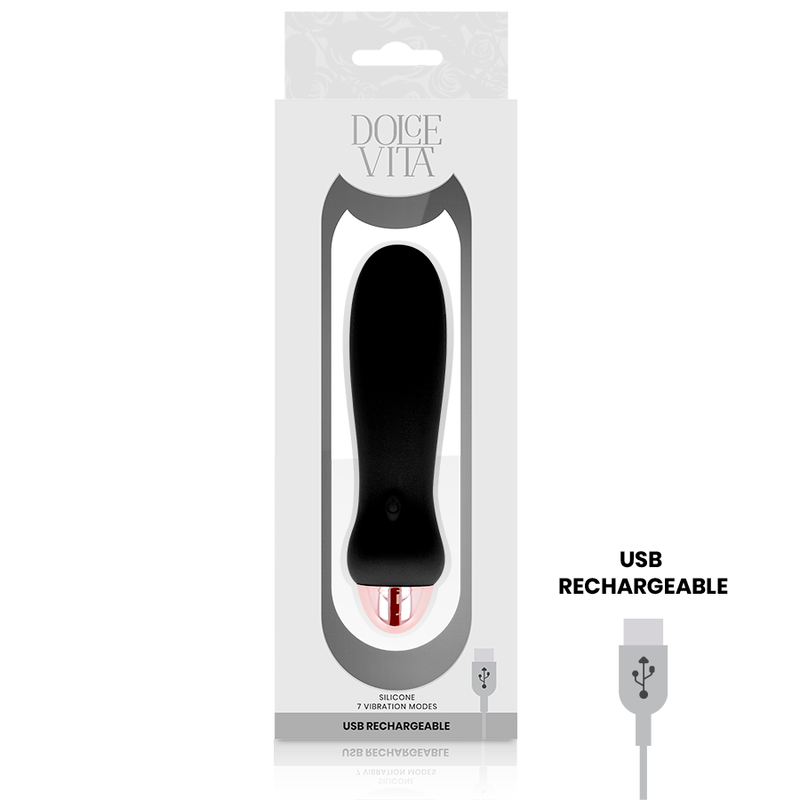 DOLCE VITA - VIBRATORE RICARICABILE CINQUE NERO A 7 VELOCITÀ – Mini vibratori – foto 3