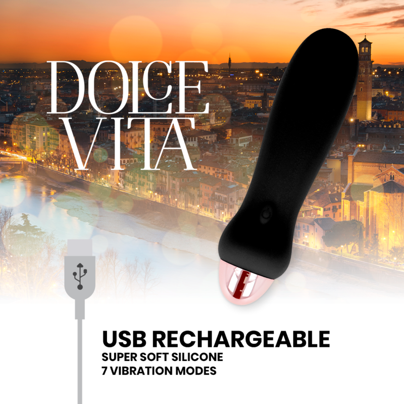 DOLCE VITA - VIBRATORE RICARICABILE CINQUE NERO A 7 VELOCITÀ – Mini vibratori – foto 4