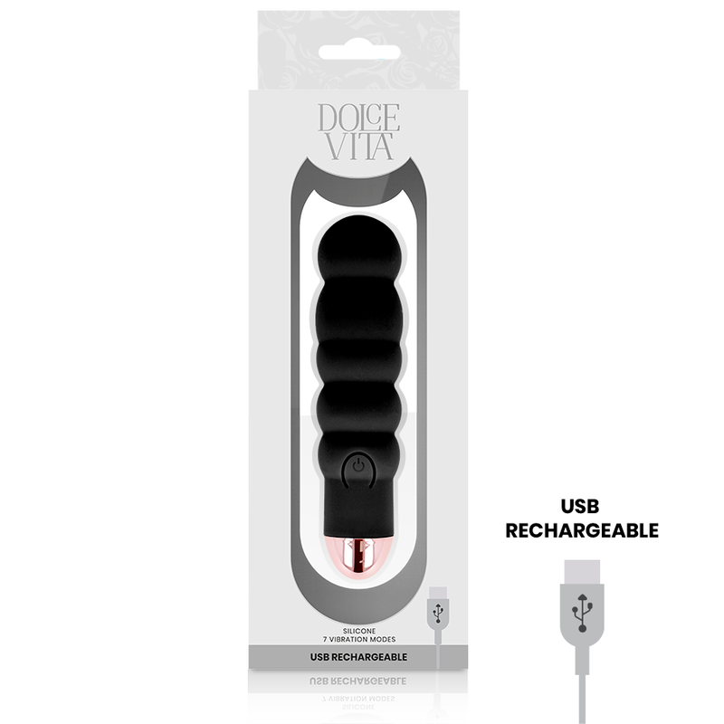 DOLCE VITA - VIBRATORE RICARICABILE SEI NERO 7 VELOCITÀ – Mini vibratori – foto 3