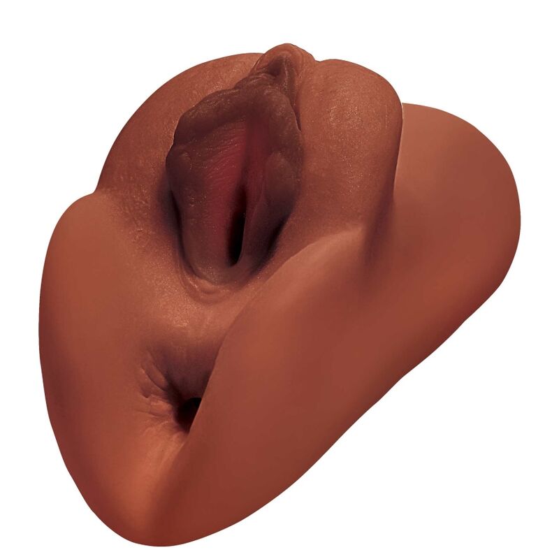 PDX PLUS - FIGA PERFETTA DOPPIO STROKER MASTURBATORE VAGINA E ANO MARRONE – Vagine con vibrazione
