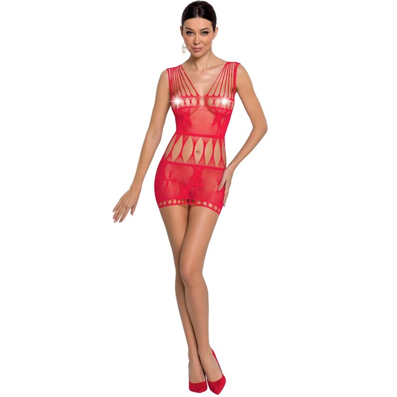 PASSION - WOMAN BS090 BODYSTOCKING ROSSO TAGLIA UNICA – Abiti sexy