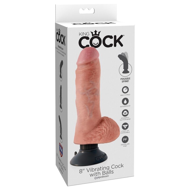KING COCK - DILDO VIBRANTE CON TESTICOLI 20.3 CM NATURALE – Vibratori realistici – foto 7