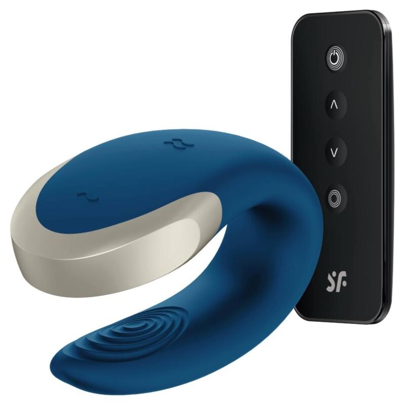 SATISFYER - VIBRATORE DOUBLE LOVE PARTNER DI LUSSO BLU – Telecomando