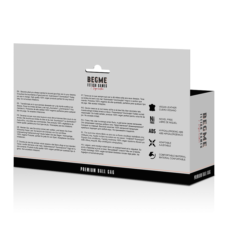 BEGME - BLACK EDITION BALL GAG VEGAN IN PELLE – Mascelle – foto 5