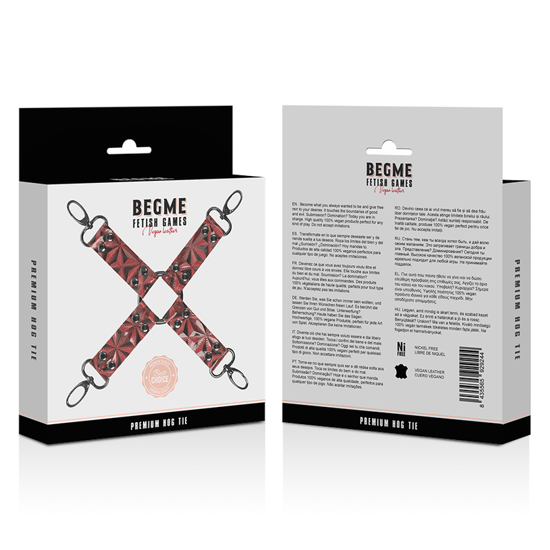 BEGME - CRAVATTA DI MAIALE IN PELLE VEGANA PREMIUM EDIZIONE ROSSA – Sistemare le manette – foto 5