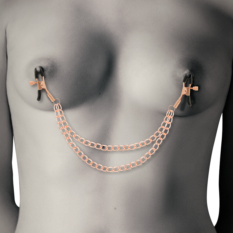 COQUETTE CHIC DESIRE - CLIPS PER CAPEZZOLI IN METALLO FANTASIA CON CATENA – Morsetti per capezzoli per sadomasochismo – foto 3