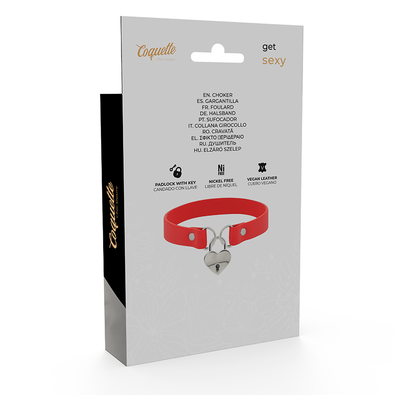 COQUETTE CHIC DESIRE - COLLANA IN PELLE VEGANA ROSSA CON ACCESSORIO CUORE CON CHIAVE – Collane – foto 6