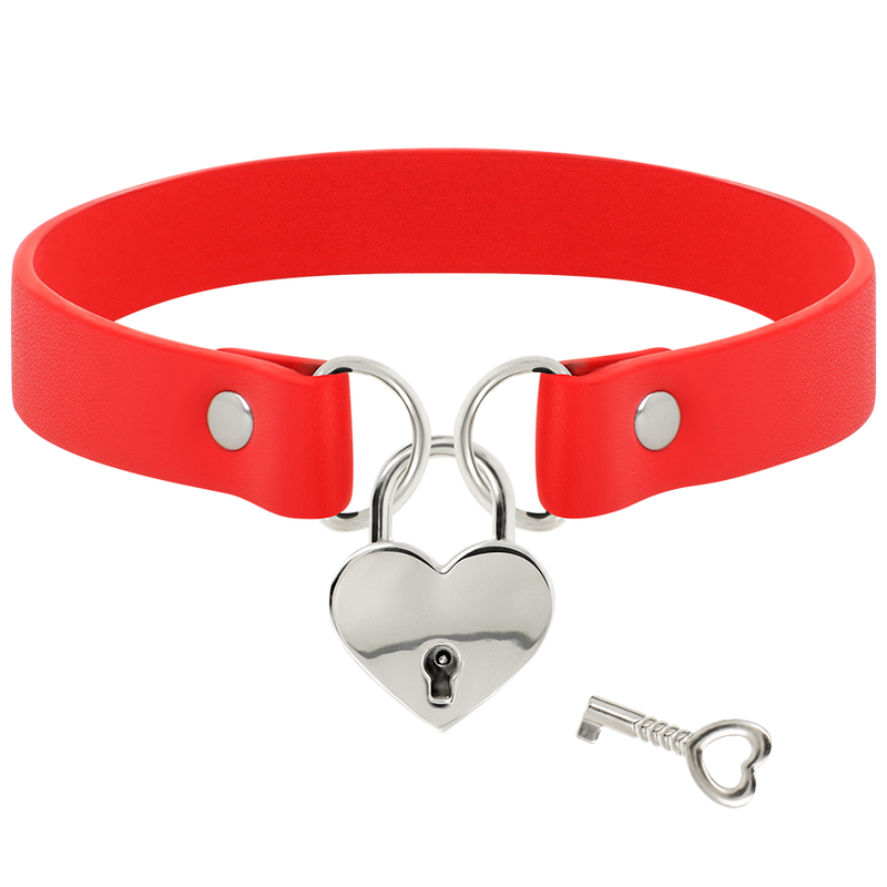 COQUETTE CHIC DESIRE - COLLANA IN PELLE VEGANA ROSSA CON ACCESSORIO CUORE CON CHIAVE – Collane – foto 3