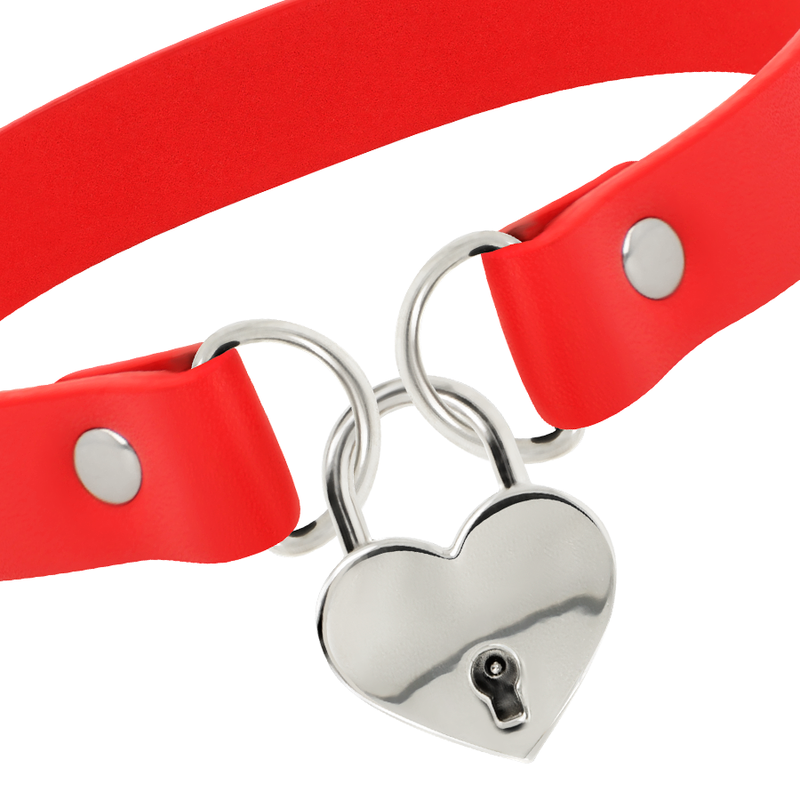 COQUETTE CHIC DESIRE - COLLANA IN PELLE VEGANA ROSSA CON ACCESSORIO CUORE CON CHIAVE – Collane – foto 4