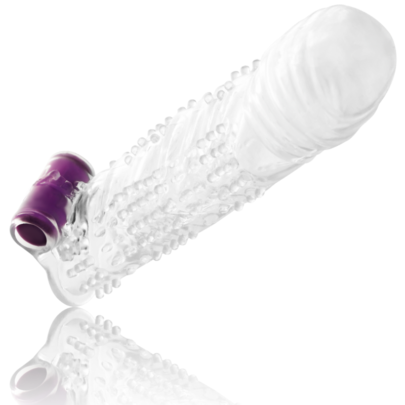 OHMAMA - GUAINA STRUTTURATA PER IL PENE CON PROIETTILE VIBRANTE – Copri pene con estensione – foto 2