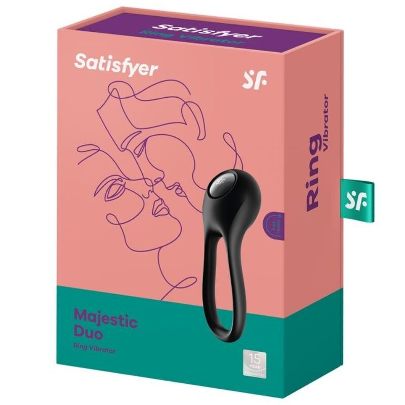 SATISFYER - VIBRATORE AD ANELLO MAJESTIC DUO NERO – Cockring con vibrazione – foto 4