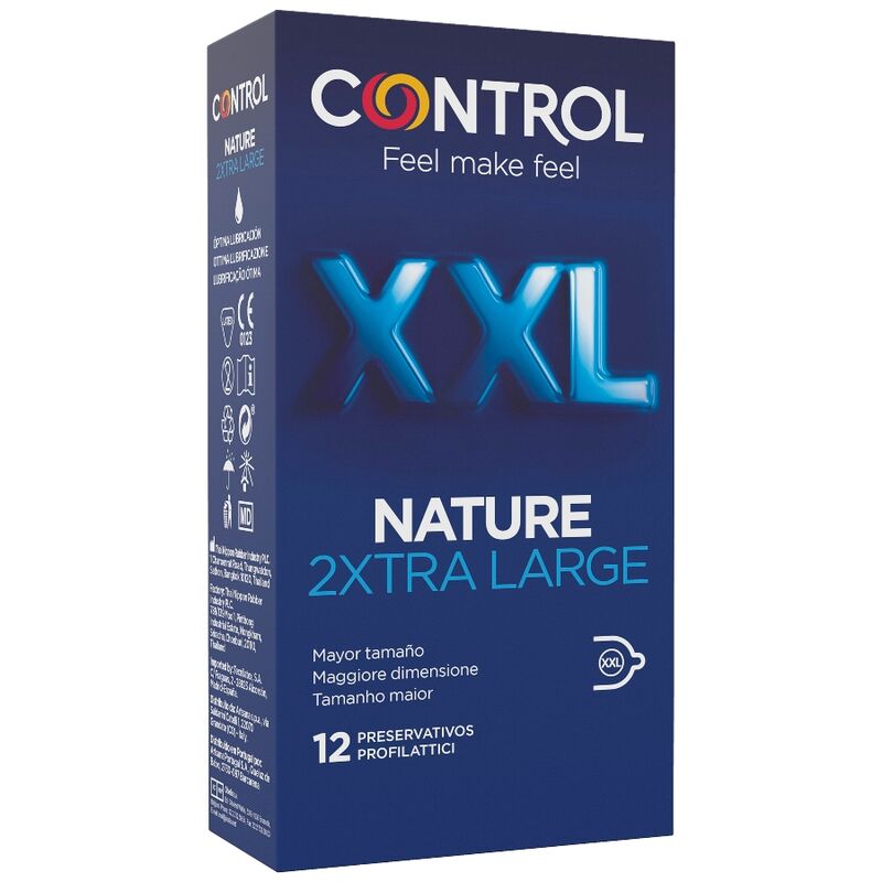 CONTROL - NATURE 2 PRESERVATIVI XTRA LARGE XXL - 12 UNITÀ – Taglia XL (grande)