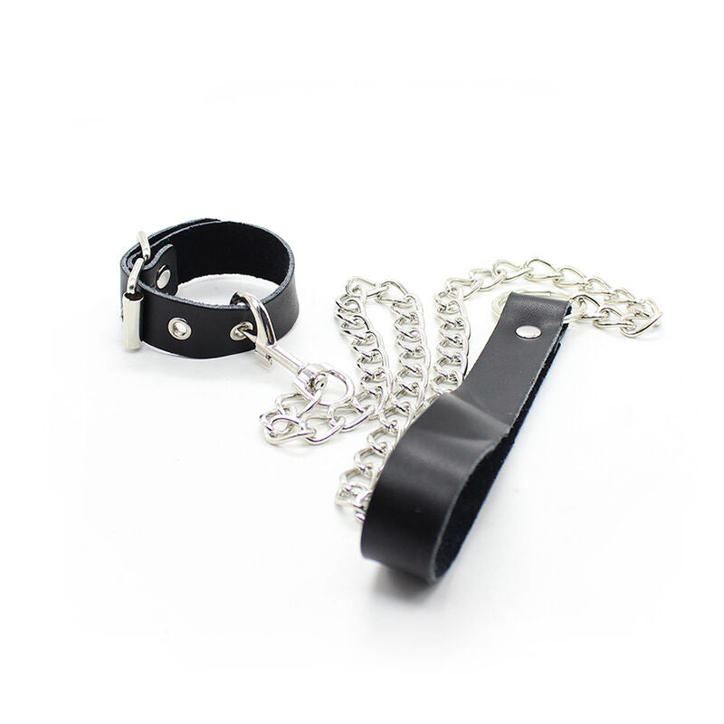 OHMAMA FETISH - COLLANA PER PENE E CINTURINO IN PELLE CON CATENA IN METALLO – Collane – foto 2