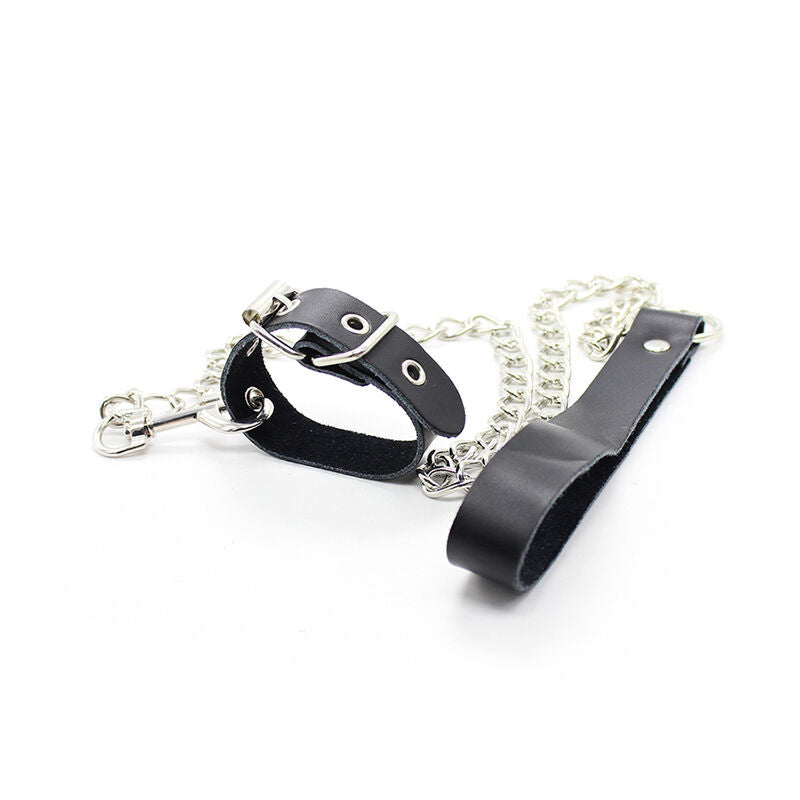 OHMAMA FETISH - COLLANA PER PENE E CINTURINO IN PELLE CON CATENA IN METALLO – Collane – foto 3