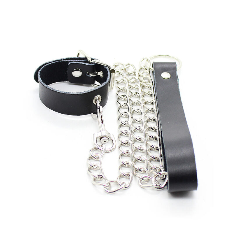 OHMAMA FETISH - COLLANA PER PENE E CINTURINO IN PELLE CON CATENA IN METALLO – Collane – foto 4