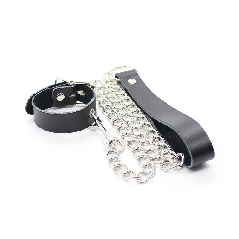 OHMAMA FETISH - COLLANA PER PENE E CINTURINO IN PELLE CON CATENA IN METALLO – Collane – foto 5