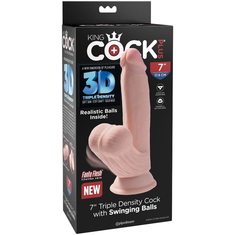 KING COCK - PLUS 3D DILDO SFERE OSCILLANTI 15.2 CM PELLE CHIARA – Peni realistici – foto 7