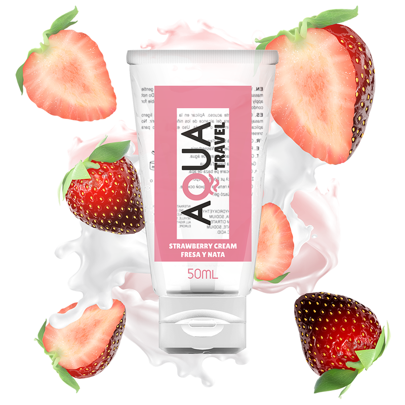 AQUA TRAVEL - LUBRIFICANTE A BASE ACQUA GUSTO CREMA FRAGOLA - 50 ML – Con sapori deliziosi