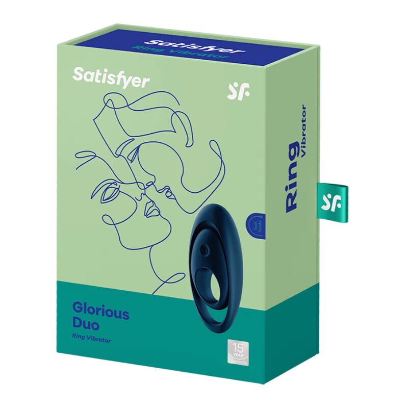 SATISFYER - VIBRATORE AD ANELLO GLORIOUS DUO BLU – Cockring con vibrazione – foto 3