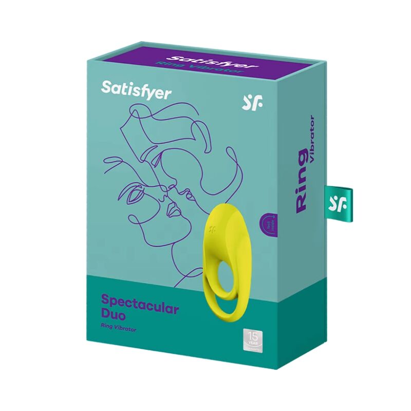 SATISFYER - VIBRATORE AD ANELLO DUO SPETTACOLARE GIALLO – Cockring con vibrazione – foto 3