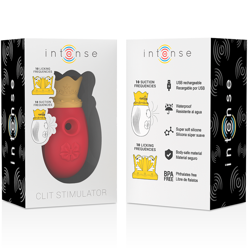 INTENSE - STIMOLATORE CLITORIDEO 10 MODALITÀ DI ASPIRAZIONE E LECCATURA - ROSSO – Stimolatore d'aria con vibrazione – foto 8