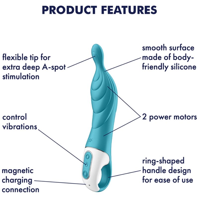 SATISFYER - VIBRATORE AMAZING 2 ASPOT TURCHESE – Classici vibratori anali o vaginali – foto 4