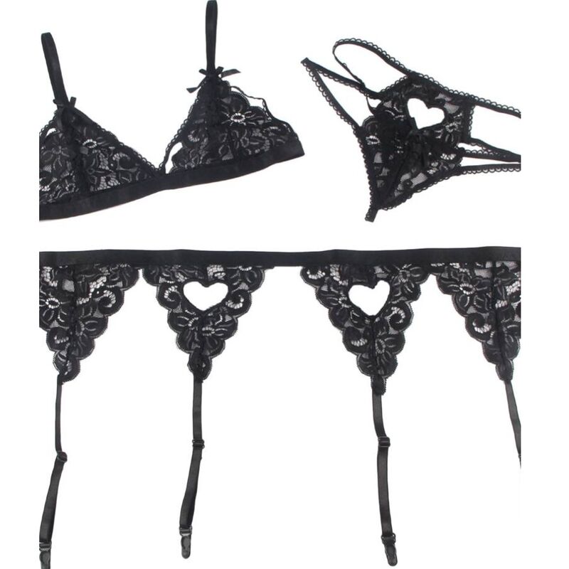SUBBLIME - SET TRE PEZZI REGGISENO + REGGICALZE + PERIZOMA S/M – Babydoll con reggicalze – foto 8