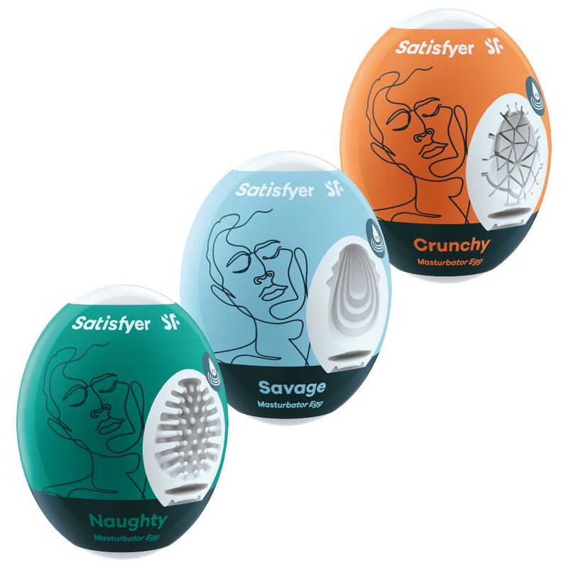 SATISFYER - 3 UOVA MASTURBATORI NAUGHTY, SAVAGE & CRUNCHY – kit Sex Toys