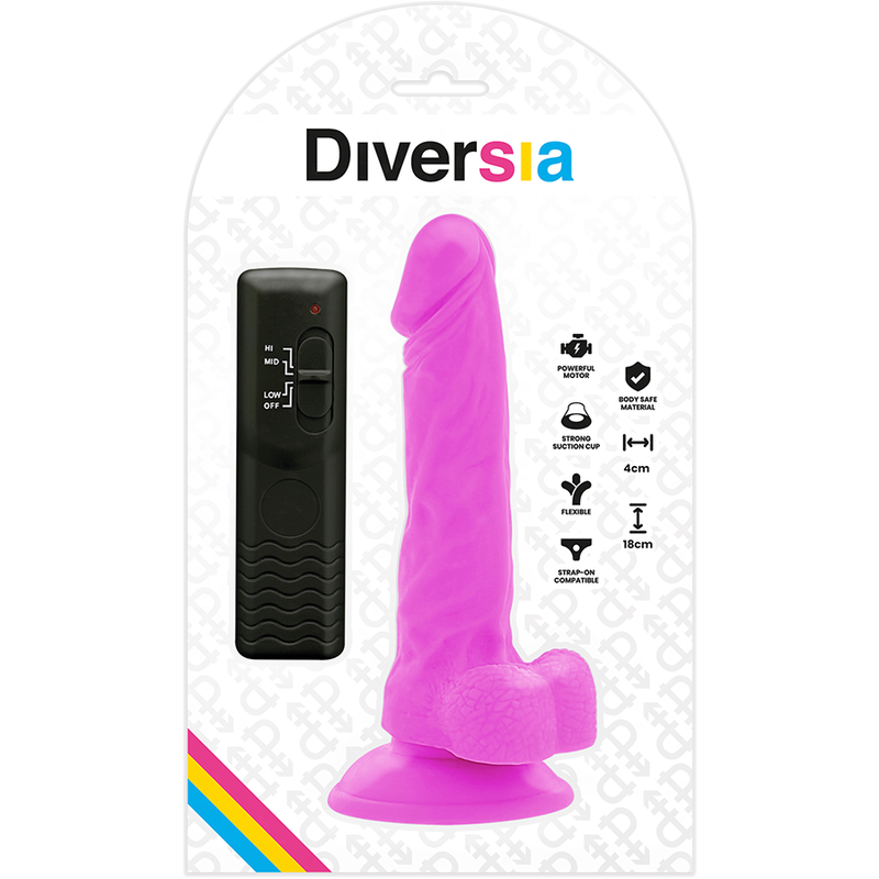 DIVERSIA - DILDO VIBRANTE FLESSIBILE VIOLA 18 CM -O- 4 CM – Dildo strapon – foto 6