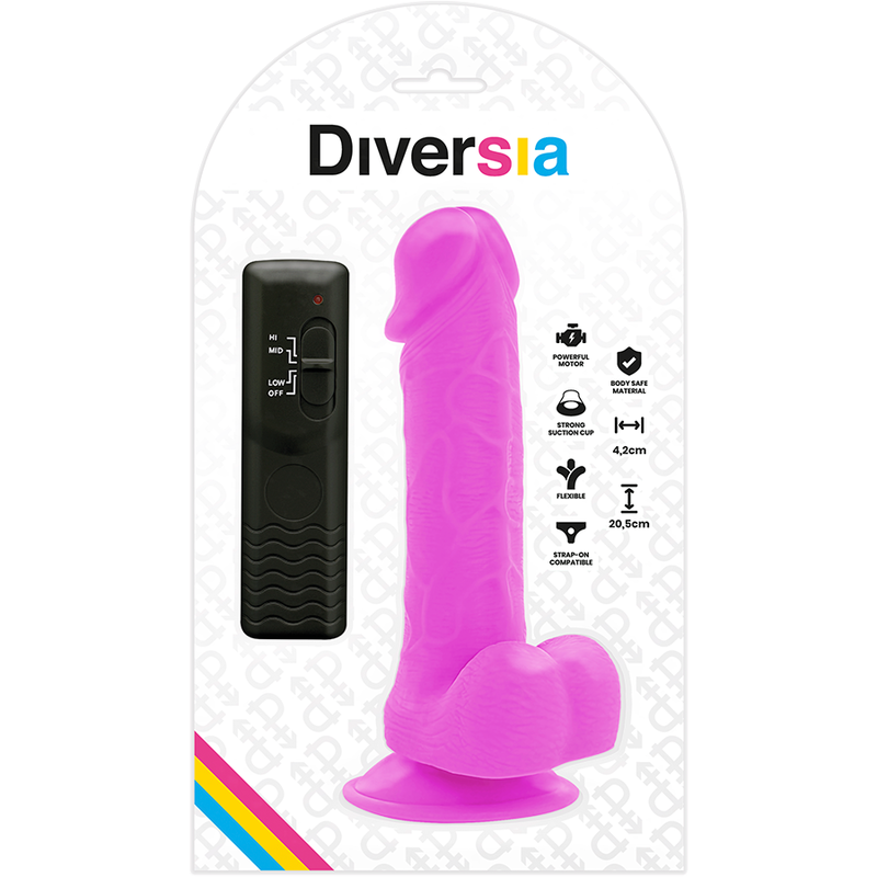 DIVERSIA - DILDO VIBRANTE FLESSIBILE VIOLA 20.5 CM -O- 4.2 CM – Dildo strapon – foto 7