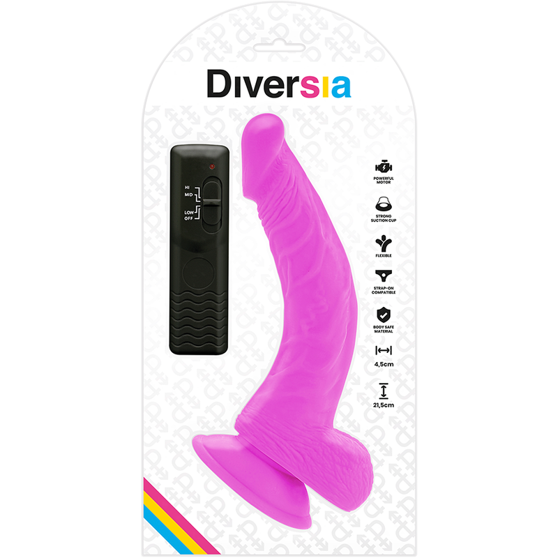 DIVERSIA - DILDO VIBRANTE FLESSIBILE VIOLA 21.5 CM -O- 4.5 CM – Dildo con punto G – foto 6