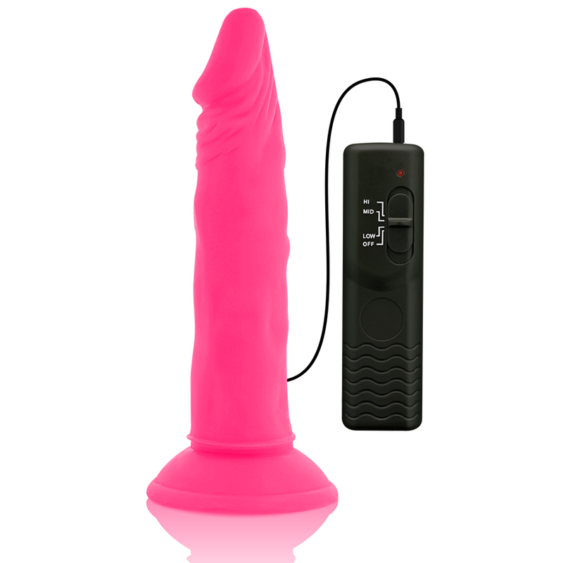 DIVERSIA - DILDO FLESSIBILE CON VIBRAZIONE ROSA 23 CM -O- 4.3 CM – Dildo strapon – foto 6