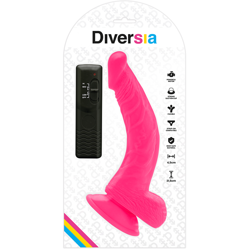 DIVERSIA - DILDO VIBRANTE FLESSIBILE ROSA 21.5 CM -O- 4.5 CM – Dildo con punto G – foto 6