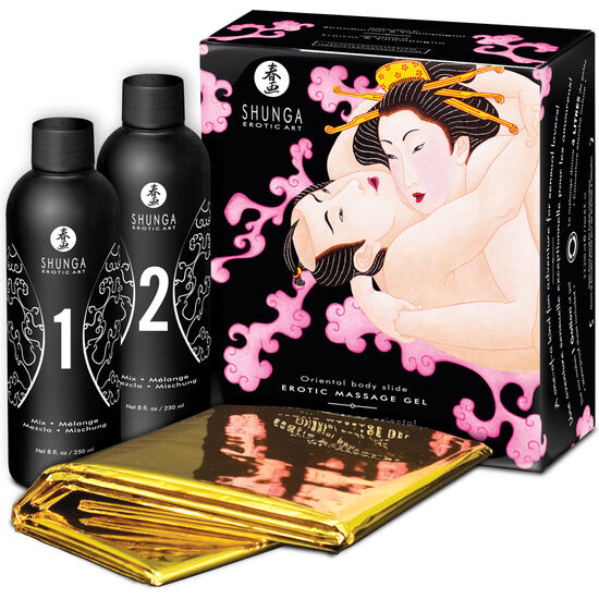 SHUNGA - GEL DA MASSAGGIO EROTICO CORPO A CORPO FRAGOLE E CAVA – Kit per massaggi