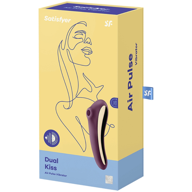 SATISFYER - VIBRATORE DUAL KISS AIR PULSE ROSSO VINO – Stimolatore dell'aria nessuna vibrazione – foto 4
