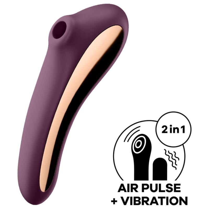 SATISFYER - VIBRATORE DUAL KISS AIR PULSE ROSSO VINO – Stimolatore dell'aria nessuna vibrazione – foto 2