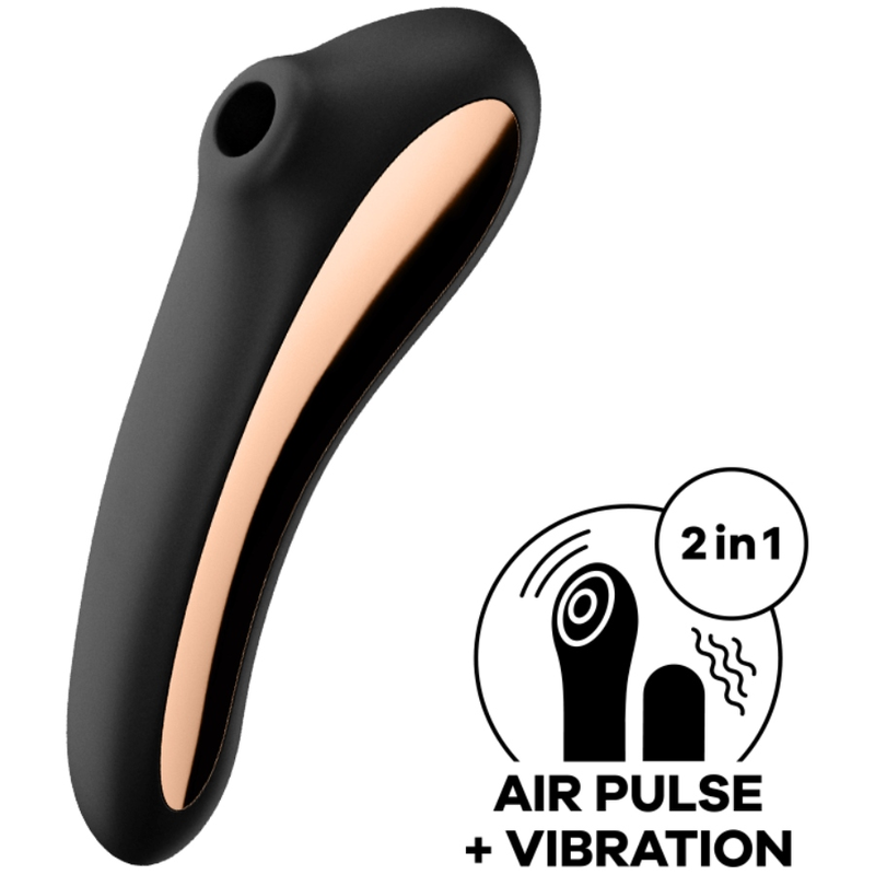 SATISFYER - VIBRATORE DUAL KISS AIR PULSE NERO – Stimolatore dell'aria nessuna vibrazione – foto 2