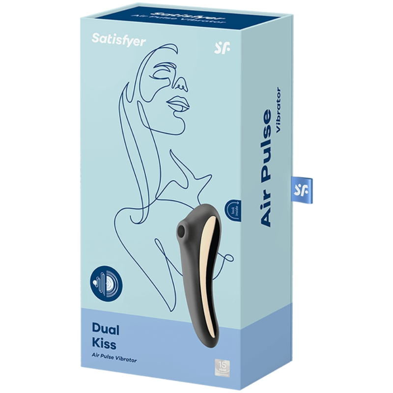 SATISFYER - VIBRATORE DUAL KISS AIR PULSE NERO – Stimolatore dell'aria nessuna vibrazione – foto 4