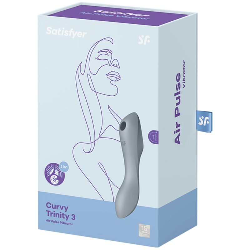 SATISFYER - VIBRATORE CURVY TRINITY 3 AIR PULSE GRIGIO – Stimolatore dell'aria nessuna vibrazione – foto 3