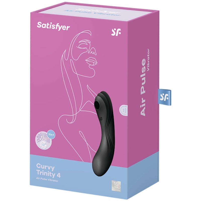 SATISFYER - VIBRATORE CURVY TRINITY 4 AIR PULSE NERO – Stimolatore dell'aria nessuna vibrazione – foto 3