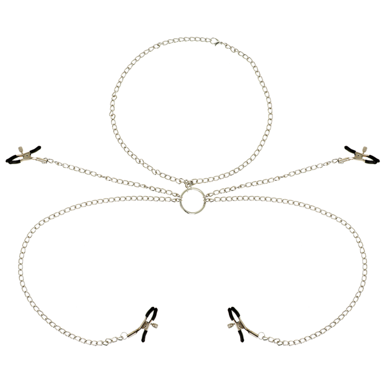 OHMAMA FETISH 4 MORSETTI PER CAPEZZOLI CON COLLANA A CATENA – Morsetti per capezzoli per sadomasochismo
