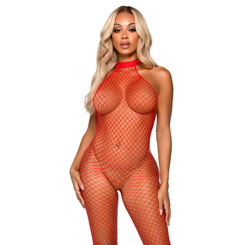 LEG AVENUE - BODYSTOCKING LE FRIVOLE - COLLO RACER TAGLIA UNICA ROSSO – Bodystocking